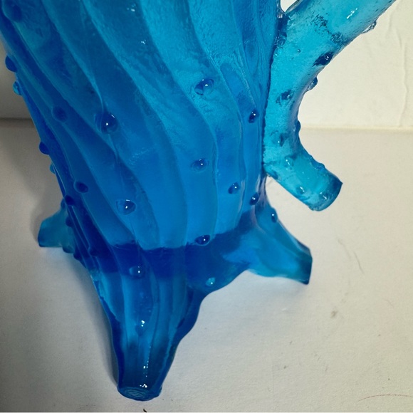 Vintage Northwood Blue Town Pump Tree Trunk Creamer glass with handle. - Picture 8 of 14